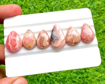 Rhodochrosite Cabochon Loose Gemstone 6 Pieces Lot For Jewelry Making | Size : 23-18 MM | AAA+ Rhodochrosite For Handmade Jewelry - 30124