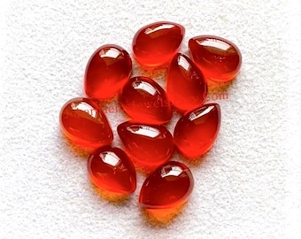 Carnelian 7X10 MM Pear Shape Cabochon With Flat Back Gemstone 10 Pieces Lot, AAA+ Natural Carnelian Gemstone Used For Jewelry Making