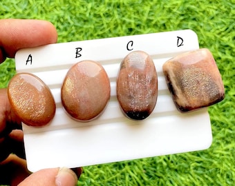 Shining Golden Sheen Moonstone Cabochon Loose Gemstone For Jewelry Making, AAA+ Natural Golden Sheen Moonstone For Wire Wrap - 34850-34853