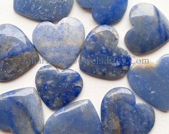 Dumortierite Heart Shape Cabochon, Dumortierite Cabochon Wholesale Heart Shape Lot By Weight With Different Sizes For Jewelry Making