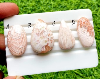 Pink Scolecite Cabochon Loose Gemstone For Jewelry Making, AAA+ Natural Pink Scolecite For Handmade Jewelry And Wirewrap -  34772-34775