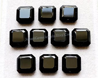 Black Onyx Fancy Cut Cushion Shape With Flat Back Gemstone 10 Pcs Lot | Size : 10 MM | AAA+ Natural Black Onyx Used For Jewelry Making