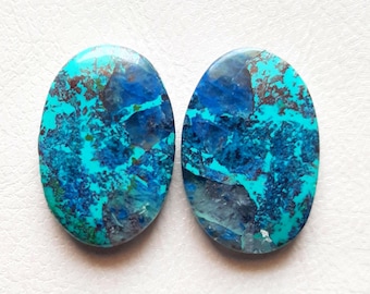 SHATTUCKITE PAIR Cabochon Loose Gemstone For Jewelry Making, AAA+ Natural Shattuckite Pair Cabochon For Handmad9-e Jewelry - 13353-13356