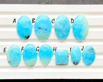 Blue Hemimorphite Cabochon Loose Gemstone For Jewelry Making, AAA+ Natural Rare Blue Hemimorphite Cabochon For Wire Wrap - 25477-25486