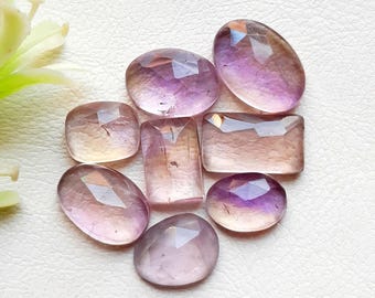 Ametrine Rose Cut Slice With Flat Back Gemstone 8 Pieces Lot | Size : 16-11 MM | AAA+ Natural Ametrine Used For Jewelry Making - 19761