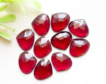 GARNET Rose Cut Heart Shape Gemstone 10 Pieces Lot | Size : 10x12 MM | Natural AAA+ Garnet With Flat Back Used For Jewelry Making