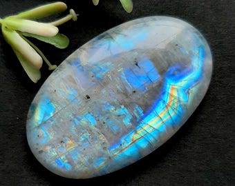 BIG Top Quality Rainbow Moonstone Cabochon Loose Gemstone, AAA+ Rainbow Moonstone| Size: 53X32X8 | For Handmade Jewelry and Wirewrap - 6880