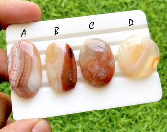 Sunset Fire Carnelian Chalcedony Cabochon For Wire Wrap, Bright Orange Cabochons, Smooth Polished Gemstones for Jewelry Making - 37264-37267