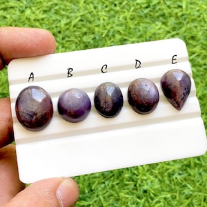 Cabujón suelto de rubí estrella místico, corindón púrpura burdeos natural, gemas lisas de diseño para la fabricación de joyas - 37973-37977