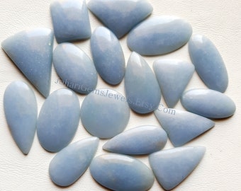 ANGELITE GEMSTONE CABOCHON, Wholesale Lot Angelite Cabochon By Weight With Different Shapes And Sizes Used For Jewelry Making