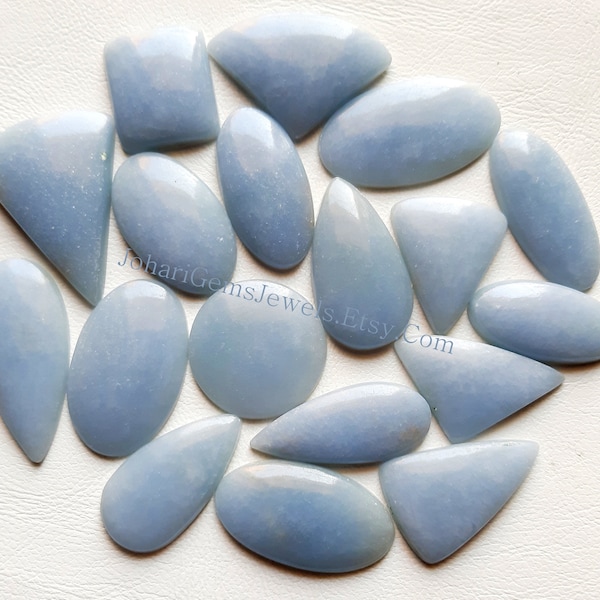 ANGELITE GEMSTONE CABOCHON, Wholesale Lot Angelite Cabochon By Weight With Different Shapes And Sizes Used For Jewelry Making