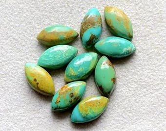 Kingman Turquoise 6x12 MM Calibrated Marquise Shape Gemstone 10 Pieces Lot, AAA+ Natural Kingman Turquoise With Flat Back For Jewelry Making