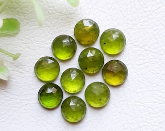 VESUVIANITE Rose Cut Flat Back Gemstone 10 Pieces Lot | Size : 6 MM | Natural AAA+ Quality Vesuvianite Gemstone Used For Jewelry Making