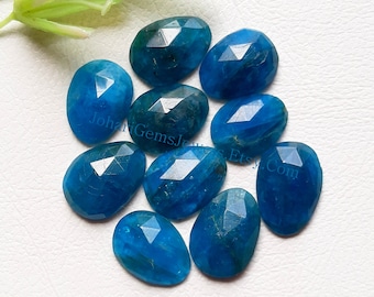 NEON APATITE Rose Cut Slice - Natural Neon Apatite Rose Cut Flat Back Gemstone 10 Pieces Lot For Jewelry Making, Pendant, Ring