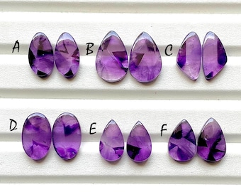 Selected Trapiche Amethyst Matching Pairs Cabochon Loose Gemstone For Jewelry Making, Trapiche Amethyst Pair For Earrings - 27449-27454