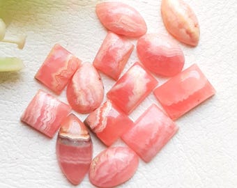 Selected Rhodochrosite Tiny Cabochon Loose Gemstone 13 Pcs Lot For Jewelry Making | Size : 11-6 MM | Rhodochrosite For Christmas Sale 19464