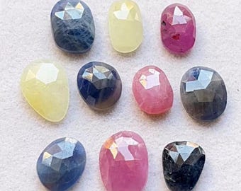 100% Naturl Multi Sapphire Rose Cut Loose Gemstone 10 Pieces Lot | Size 10-13 MM | Multi Sapphire Rose Cut For Handmade Jewelry - 5718