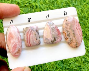 Desert Rose Vein Rhodochrosite Cabochon For Wire Wrap, AAA+ Natural Pink Blush Rhodochrosite Cabochon For Jewelry Making - 36524-36527