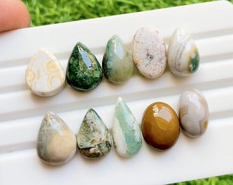 Ocean Jasper Cabochon Loose Gemstone 10 Pieces Lot For Jewelry Making | Size : 17-15 MM |  AAA+ Natural Ocean Jasper Small Size Lot - 30750