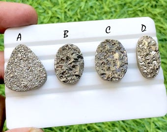 NEW Pyrite Druzy Cabochon Loose Gemstone For Jewelry Making, AAA+ Natural Pyrite Druzy For Handmade Jewelry And Wire Wrap - 34526-34529