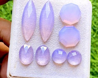 Lavender Quartz Fancy Cut Mix Shape With Flat Back Gemstone 8 Pieces Lot For Jewelry Making | Size : 30-10 MM | AAA+ Lavender Quartz - 35635
