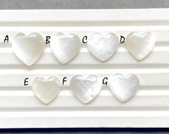 SELENITE Heart Shape Loose Gemstone For Jewelry Making, AAA+ Selenite Heart Shape Cabochon For Handmade Jewelry And Wire Wrap - 26002-26008