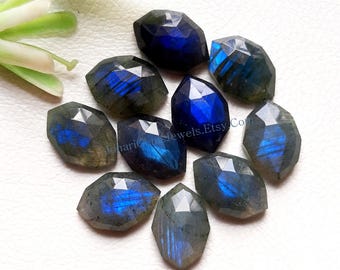 Blue Labradorite Rose Cut Fancy Marquise With Flat Back Gemstone 10 Pcs Lot | Size : 10X14 MM | AAA+ Labradorite Used For Jewelry Making