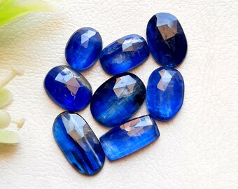 Blue Kyanite 14-9 MM Rosecut Slices 8 Pieces Gemstone Lot For Jewelry Making, AAA+ Natural Blue Kyanite Gemstone With Flat Back - 22788