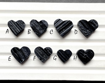 Black Tourmaline Druzy Heart Shape Loose Gemstone For Jewelry Making, AAA+ Natural Black Tourmaline Druzy Heart For Wire Wrap - 27867-27874