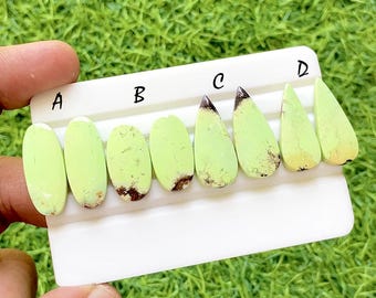 Imperial Desert Lime Turquoise Pair For Jewelry Making, Rare Matrix Turquoise Pair, High End Matching Gemstones For Earrings - 37331-37334