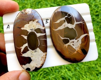 Natural Septarian Jasper Cabochon For Wire Wrap, Natural Dragon Brown Septarian Fossil Stone For Handmade Jewelry Making - 36490-36491
