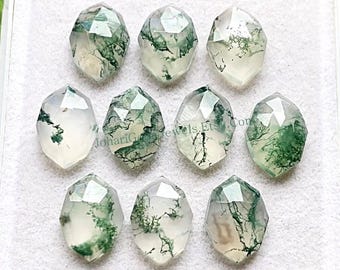 Moss Agate Rose Cut Fancy Marquise With Flat Back Gemstone 10 Pieces Lot | Size : 10X14 MM | AAA+ Moss Agate Used For Jewelry Making