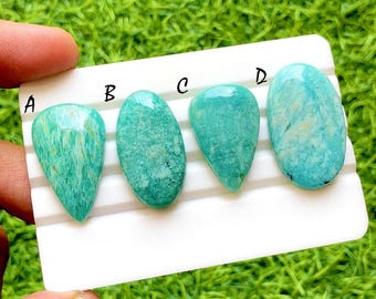 Sea Mist Amazonite Cabochon Loose Gemstone For Jewelry Making, AAA+ Natural Peruvian Amazonite Cabochon For Wire Wrap - 36848-36851