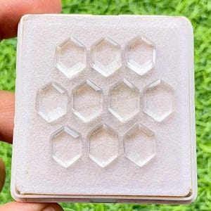 Clear Quartz 10x14 MM Elongated Hexagon Shape With Flat Back Gemstone 6 Pieces Lot, AAA+ Natural Clear Quartz Used For Jewelry Making
