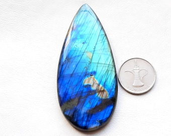 BIG BLUE Labradorite Cabochon Loose Gemstone For Jewelry Making | Size : 83X37X7 MM | Natural Multi Color Labradorite - 21740