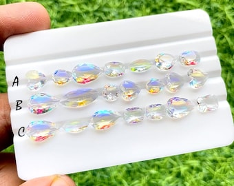 Aurora Opal Faceted Fancy Shape With Pointed Back Gemstone Lot For Jewelry Making, AAA+ Aurora Opal Lot For Handmade Jewelry - 27321-27323
