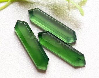 SERPENTINE Pencil Shape Gemstone - Natural Serpentine Flat Back 30x13mm Pencil Shape 4 Pieces Lot For Jewelry Making, Pendant, Ring