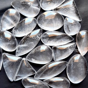 Natural Clear Quartz Cabochon, Wholesale Lot Clear Quartz Cabochon By Weight With Different Shapes And Sizes Used For Jewelry Making