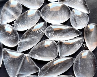 Natural Clear Quartz Cabochon, Wholesale Lot Clear Quartz Cabochon By Weight With Different Shapes And Sizes Used For Jewelry Making
