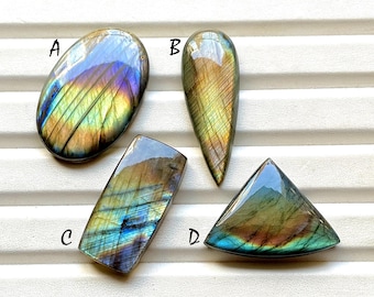 BIG Multi Blue Labradorite Cabochon Loose Gemstone For Jewelry Making, AAA+ Natural Big Multi Blue Labradorite For Wire Wrap - 33848-33851