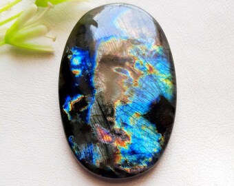Electric Big SPECTROLITE LABRADORITE Cabochon Loose Gemstone, AAA+ High Quality Multi Spectrolite Labradorite For Handmade Jewelry - 13939