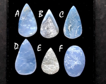 Blue Lace Agate Druzy Cabochon Loose Gemstone For Jewelry Making, AAA+ Natural Blue Lace Agate Druzy Cabochon For Wire Wrap - 22923-22928