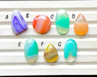 New Colorful Banded Agate Cabochon Loose Gemstone For Jewelry Making, AAA+ Colorful Banded Agate Gemstone For Wire Wrap - 32387-32393