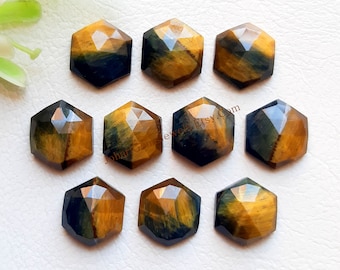 Bio Colour Tiger Eye Rose Cut Loose Gemstone Lot | Size : 10 MM | 10 Pcs | Natural Stone Flat Back Rose Cut Gemstone Used For Jewelry Making