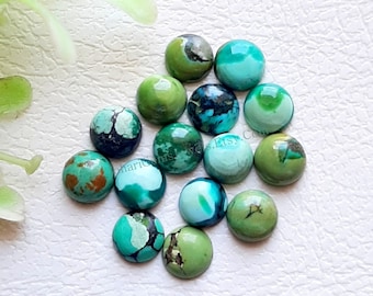 Tibetan Turquoise Calibrated 5 MM Round Cabochon Gemstone 15 Pieces Lot, AAA+ Natural Tibetan Turquoise With Flat Back For Handmade Jewelry