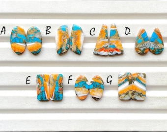 NEW Oyster Copper Turquoise Pair Loose Gemstone For Jewelry Making, AAA+ Oyster Copper Turquoise Matching Pair For Earring - 29941-29947