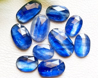 Natural Kyanite Gemstone Rose Cut Slice -  Kyanite Rose Cut Flat Back Gemstone 10 Pieces Lot For Jewelry Making, Pendant, Ring