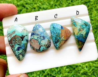 Ocean Earth Chrysocolla Cabochon For Wire Wrap, Blue Green Copper Matrix Stone, Natural Designer Loose Gemstone For Jewelry - 37657-37660