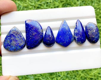 Lapis Lazuli Cabochon 6 Pieces Loose Gemstone Lot | Size : 25-17 MM | AAA+ Natural Lapis Lazuli Cabochon For Handmade Jewelry - 34393
