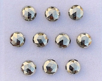 Golden Pyrite Rose Cut Round Flat Back Gemstone 10 Pieces Lot | Size : 8 MM | AAA+ Natural Golden Pyrite Gemstone For Jewelry Making